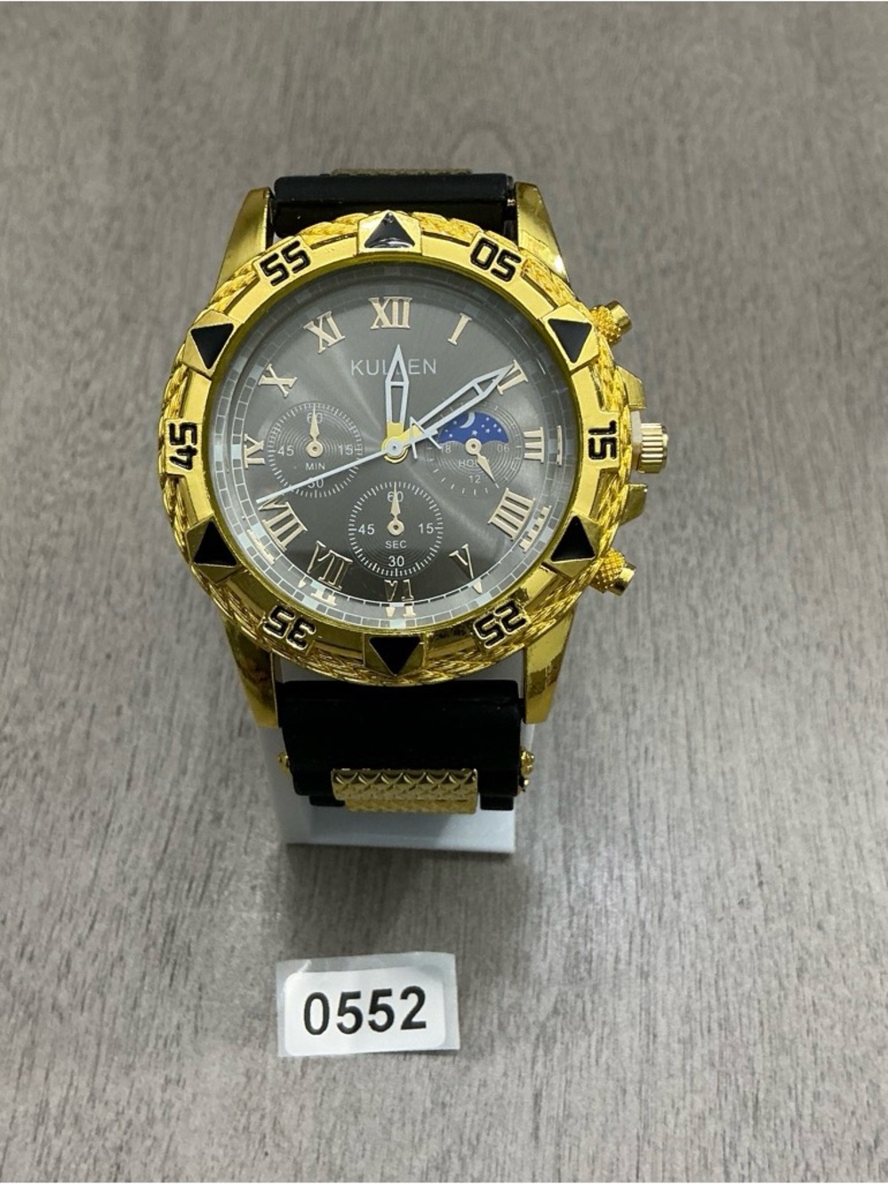 KULBEN Gold Tone Chronograph Watch with Black Strap
